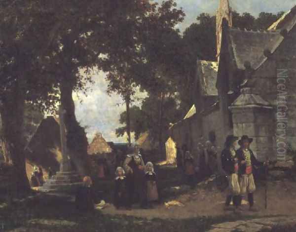 Church in Brittany Oil Painting by Otto Weber