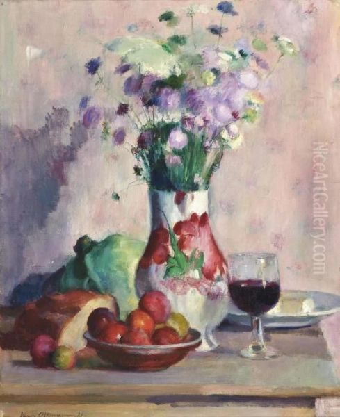 Les Pommes Rouges Oil Painting by Henri Ottmann