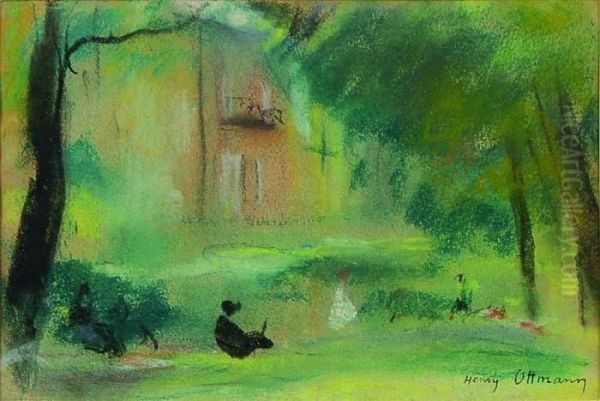 Personnages Au Parc Oil Painting by Henri Ottmann