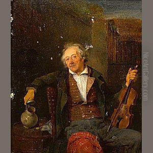 The Old Violin Player Oil Painting by Ferdinand de Braekeleer