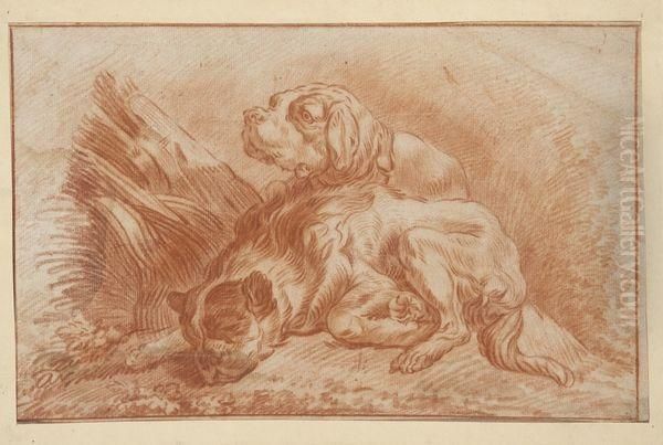 Deux Chiens Oil Painting by Jean-Baptiste Oudry