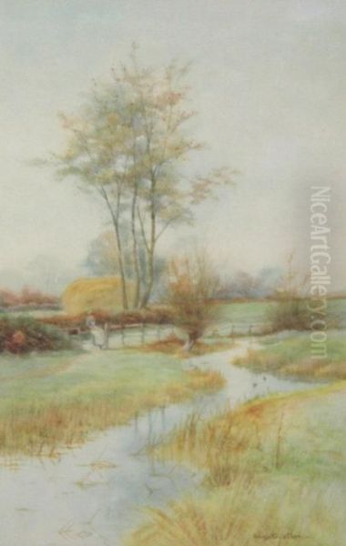 River Landscape Oil Painting by George Oyston