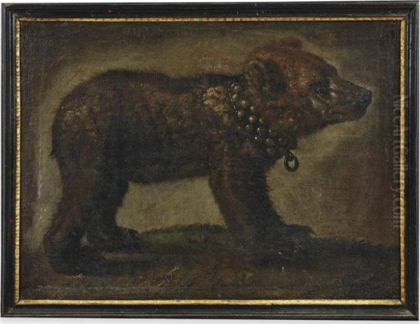 A Bear Cub With A Collar Oil Painting by Michele Pace Del (Michelangelo di) Campidoglio