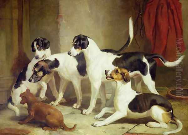 Portrait of Favorite Foxhounds Oil Painting by Thomas Woodward