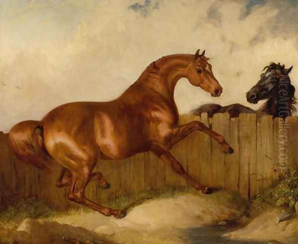 Stallion and Mare Oil Painting by Thomas Woodward