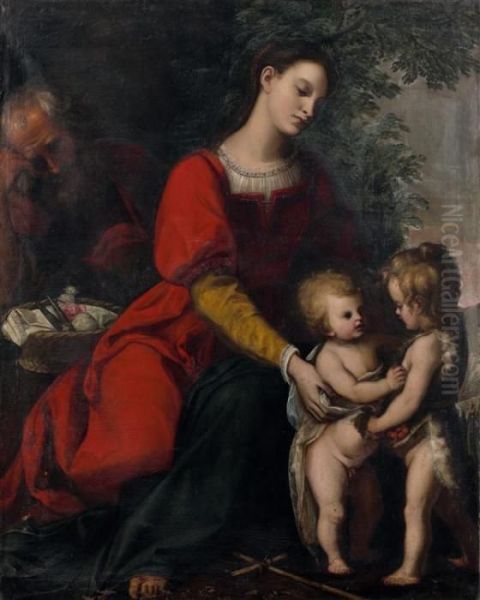 La Sainte Famille Et Saint Jean-baptiste Oil Painting by Gregorio Pagani