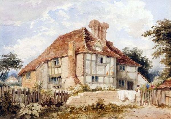 A Suffolk Cottage Oil Painting by William Page