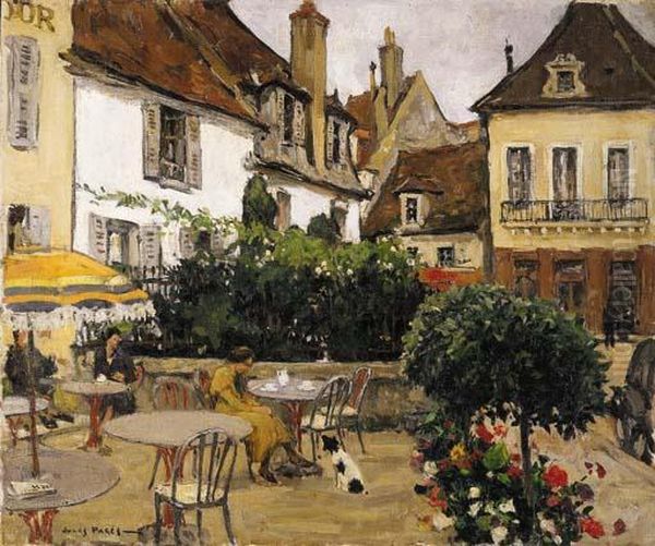 Hotel Terrace Oil Painting by Jules Eugene Pages