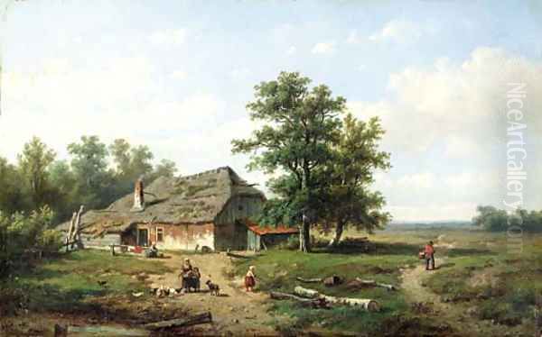 A country cottage Oil Painting by Anthonie Jacobus van Wyngaerdt