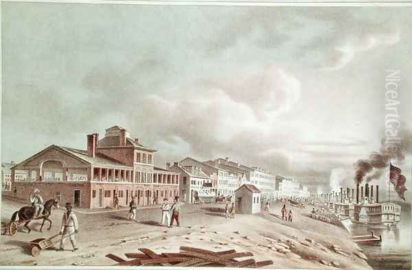 Front Street, St. Louis, Missouri, 1840 Oil Painting by John Caspar Wild