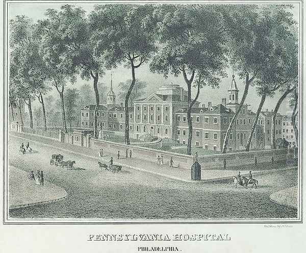 Pennsylvania Hospital, 1838 Oil Painting by John Caspar Wild