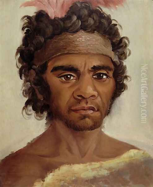 One of the New South Wales aborigines befriended by Governor Macquarie, 1811-21 Oil Painting by Lieutenant George Austin Woods