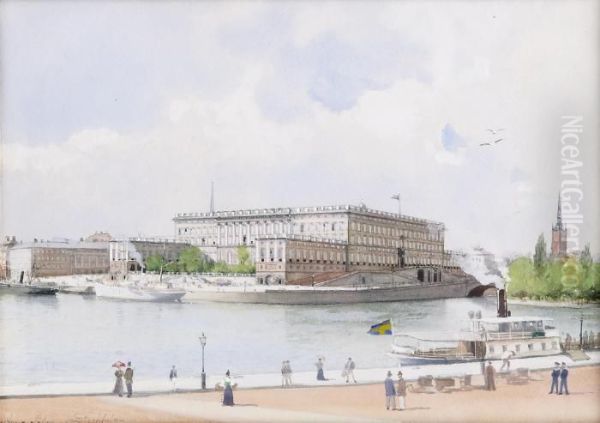 Vy Mot Stockholms Slott Oil Painting by Anna Palm De Rosa