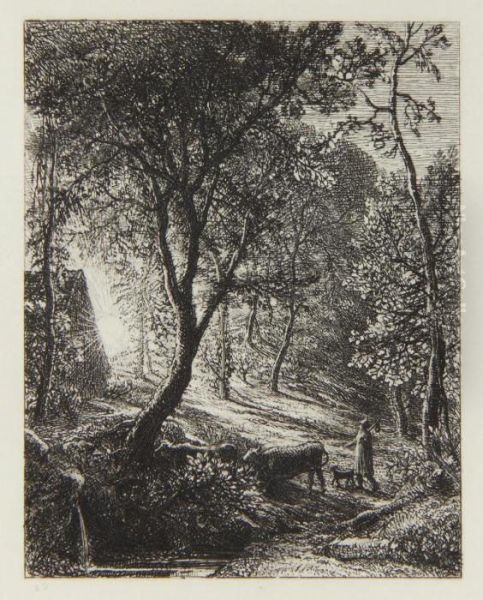 The Herdsman's Cottage Oil Painting by Samuel Palmer