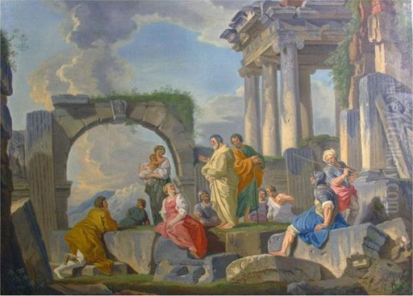 L'apostolo Paolo Predica Sulle Rovine Oil Painting by Giovanni Niccolo Servandoni