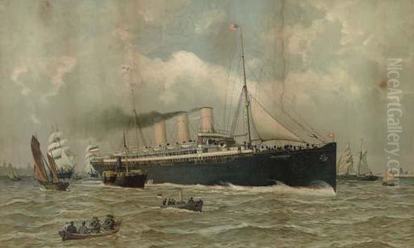 The S.s. Furst Bismarck In Hamburg Oil Painting by Fred Pansing