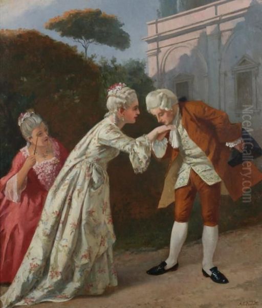 The Courtship Oil Painting by Antonio Paoletti