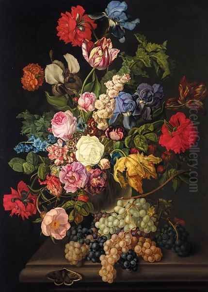 Large Flower Still Life (Grosses Blumenbouquet) Oil Painting by Sebastian Wegmayr