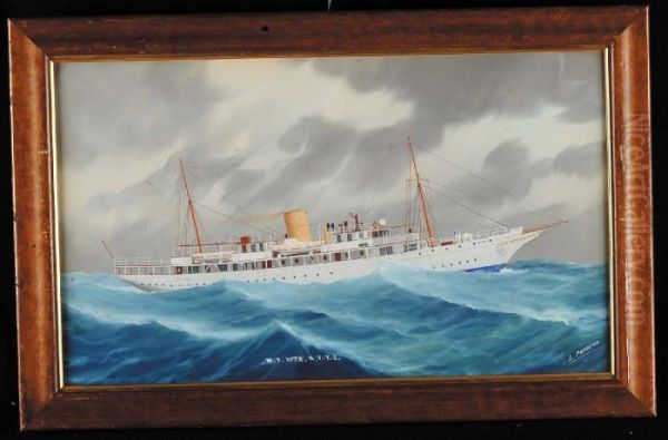 Ritratto Del Motor Yacht Vita In Navigazione Oil Painting by L. Papaluca