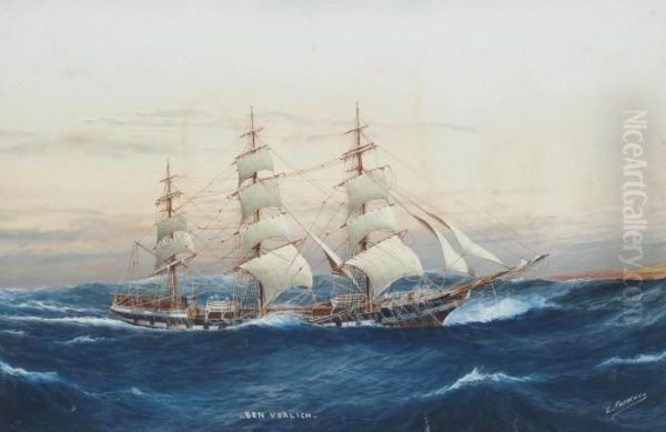 The Wool Clipper 
Ben Vorlich 
 Under Reduced Sail At Sea Oil Painting by L. Papaluca