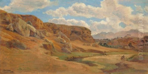 Landschaft Bei Palermo Oil Painting by Gustav Friedrich Papperitz