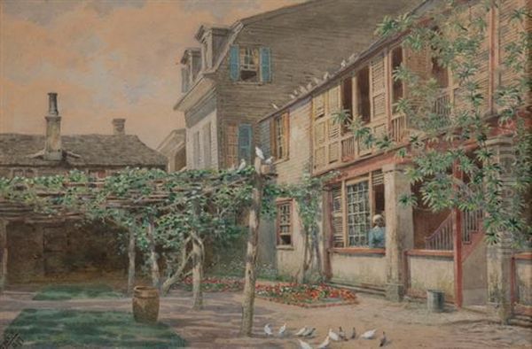 Courtyard, New Orleans Oil Painting by Walter Paris