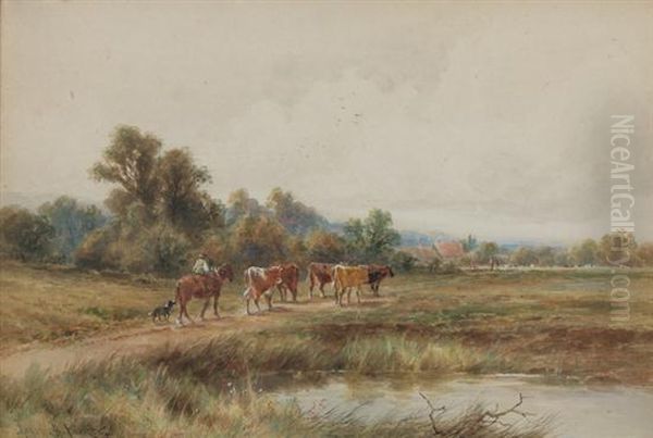 Herding Cows Oil Painting by Henry Hillier Parker