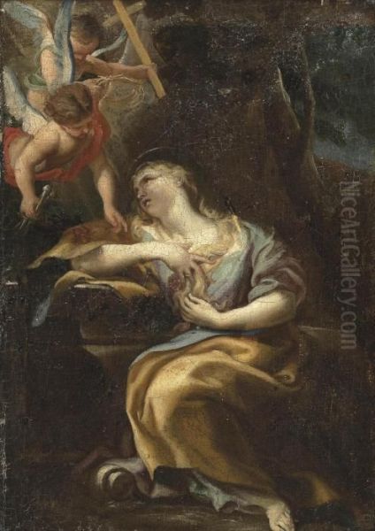 The Penitent Magdalen And The Arms Of Christ Oil Painting by Domenico Parodi