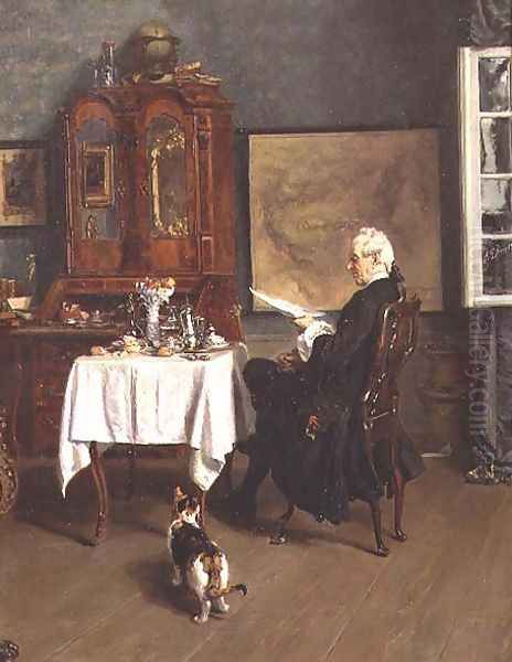 The Actuary at Breakfast Oil Painting by Alexander Friedrich Werner