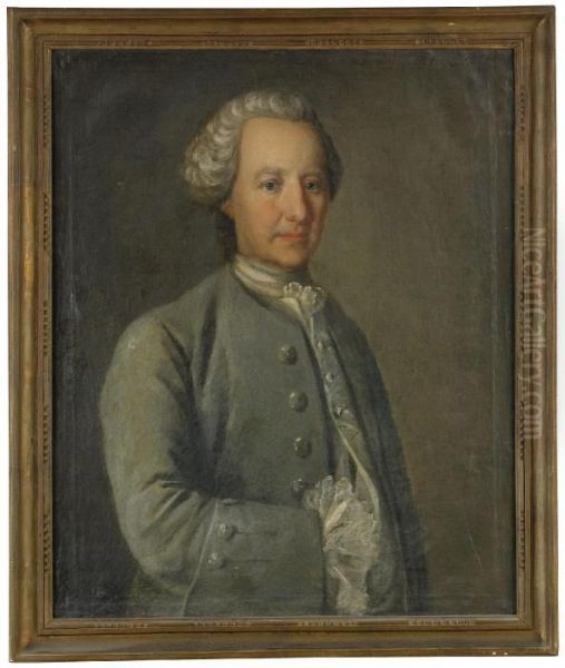 Portratt Av Generalmajoren Och 
Adelsmannen Jakob Fredrik Horn Af Rantzien Kladd I Blagra Rock Med 
Sidenvast - Midjebild Oil Painting by Lorenz Ii Pasch