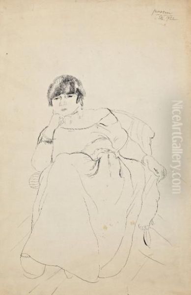 Femme Au Fauteuil Oil Painting by Jules Pascin