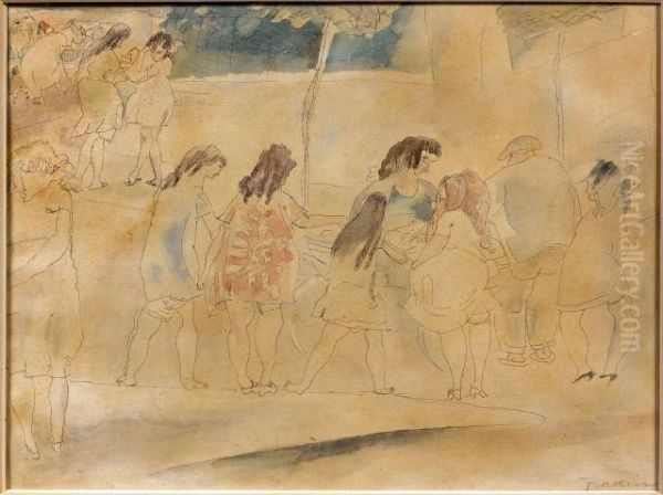 Chaussee D'enfants, Tunis Oil Painting by Jules Pascin