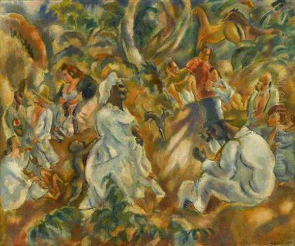 Negro Scene Oil Painting by Jules Pascin