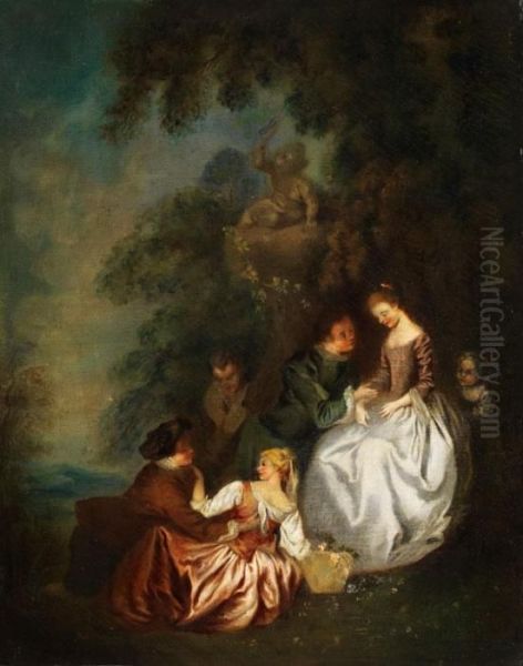 Galante Szene Im Park Oil Painting by Jean-Baptiste Joseph Pater