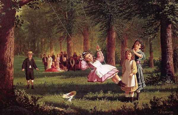 A Picnic in the Woods Oil Painting by F. Wilton