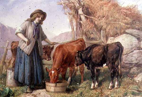 Feeding Time, 1862 Oil Painting by Henry Brittan Willis, R.W.S.