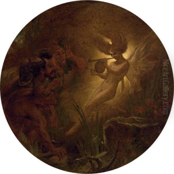 'the Isle Is Full Of Noises' Caliban Oil Painting by Joseph Noel Paton