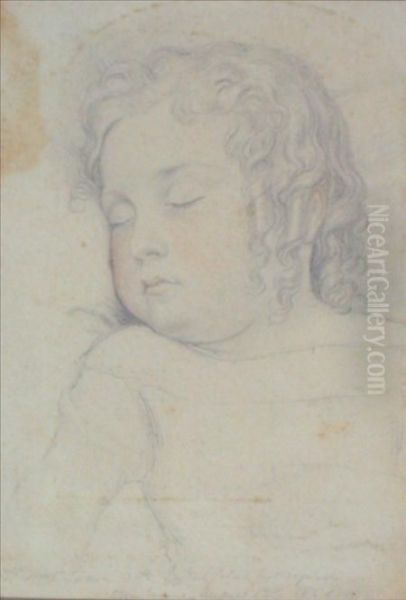 Frederick Grahame Lacon As A Baby Oil Painting by Joseph Noel Paton