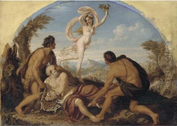 Silenus And The Nymph Aegle Oil Painting by Joseph Noel Paton