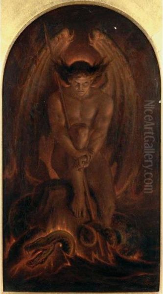 The Adversary: ''where Their Worm Dieth Not, And The Fire Is Not Quenched'' Oil Painting by Joseph Noel Paton