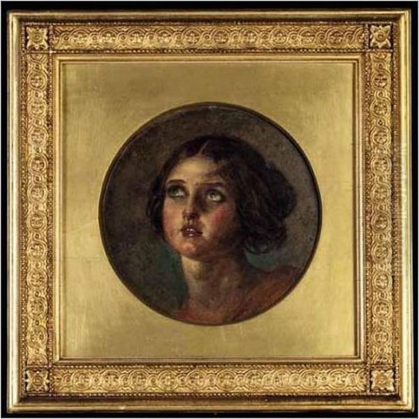 Study Of A Young Girl's Head Oil Painting by Joseph Noel Paton