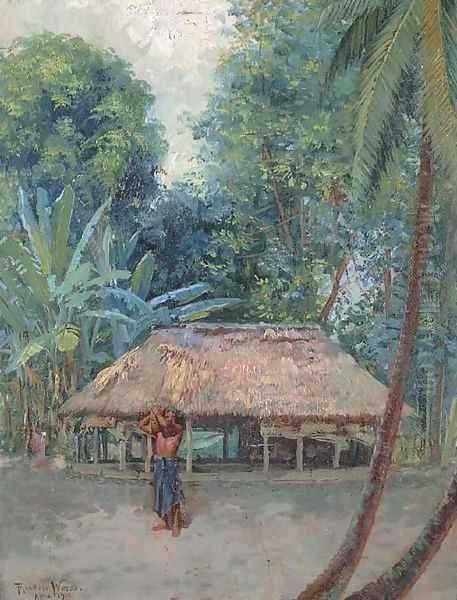 Samoan Landscape Oil Painting by Theodore Wores