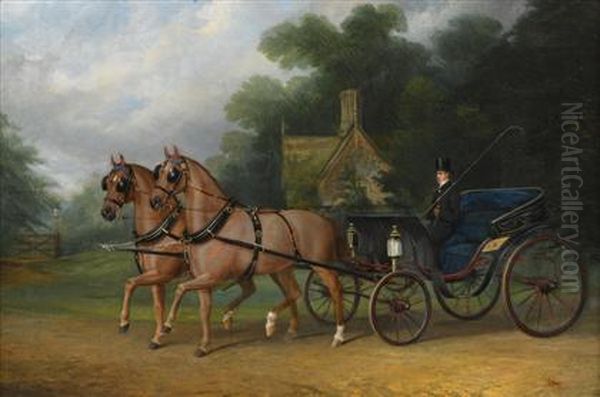 A Horse Pulled Coach Oil Painting by John Paul