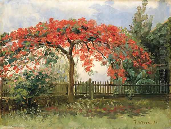 Flowering Tree, Honolulu Oil Painting by Theodore Wores