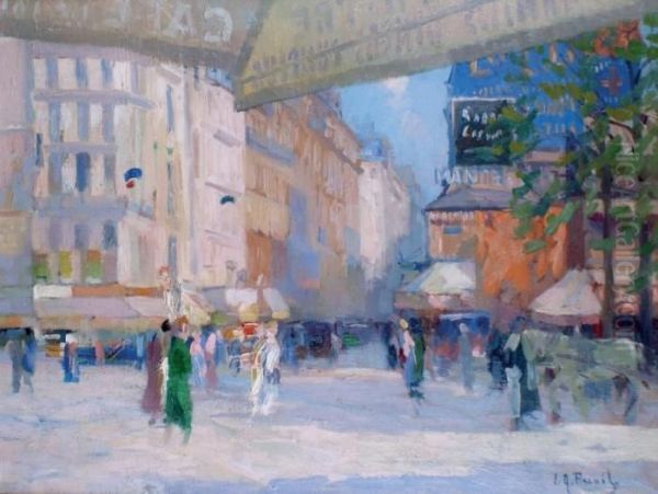 Rue Animee A Paris Oil Painting by Elie Anatole Pavil