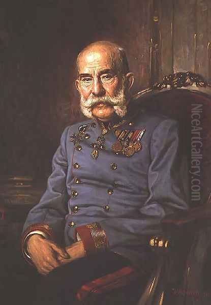 Emperor Franz Joseph I of Austria (1830-1916), 1915 Oil Painting by Hermann Wassmuth