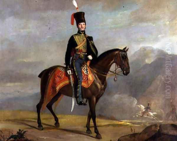 Captain William Drummond (1796-1881) 10th Hussars, 1819 Oil Painting by J. Watson