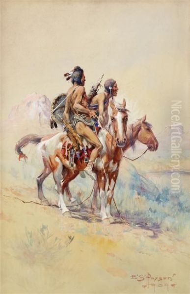 Blackfoot Scouts Oil Painting by Edgar Samuel Paxson