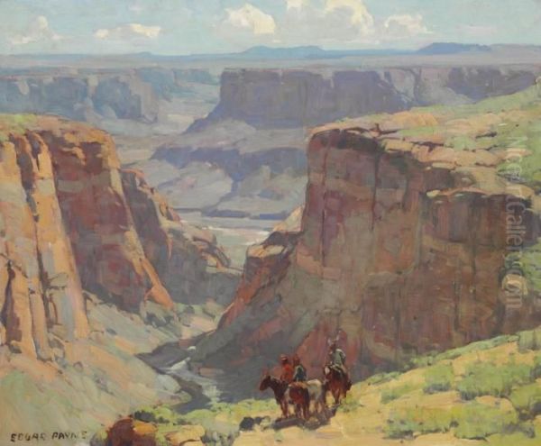 Riders Overlooking Canyon Oil Painting by Edgar Alwin Payne