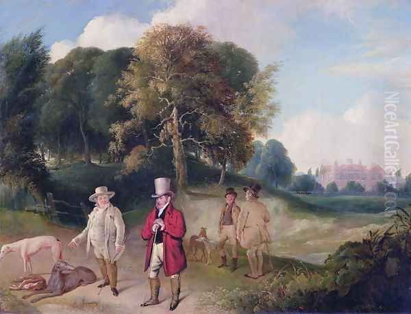 J. M. W. Turner (1775-1851) and Walter Ramsden Fawkes (1769-1825) at Farnley Hall, c.1820-24 Oil Painting by John Robert Wildman